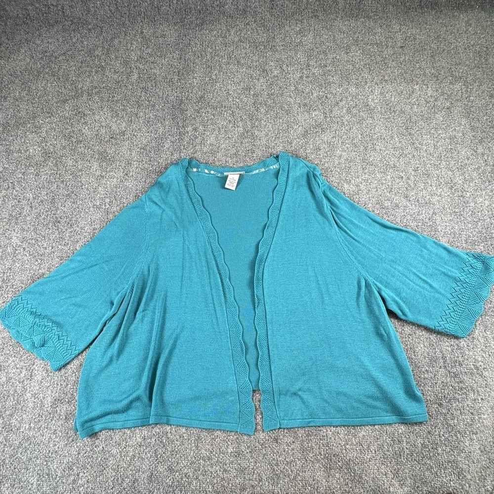 Catherines Cardigan Women's 2X 22/24W Teal Open Front Drape Boho Layering Office